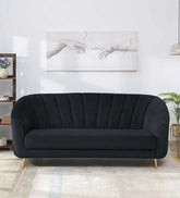 Trueliving Modern Dark Three Seater Sofa Velvet Finish H 36" x W 80" x D 34"